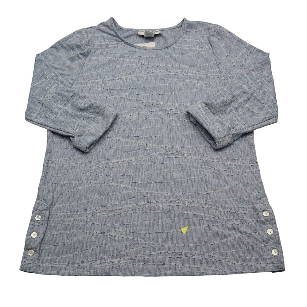 Cathy Daniels Shirt Womens M Gray Long Sleeve Crew Neck Side Button Top